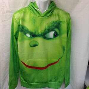 New Large Christmas Grinch Face Green Pullover Hoodie